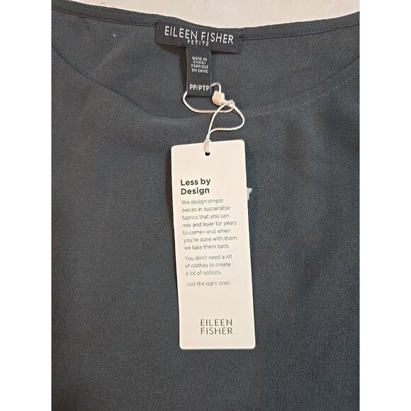 NEW EILEEN FISHER Silk Georgette Crepe Long Shell in Graphite size XXS New - Picture 4 of 12